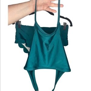 SHEIN Bikini Set Teal Halter Top With High Waisted Bottoms